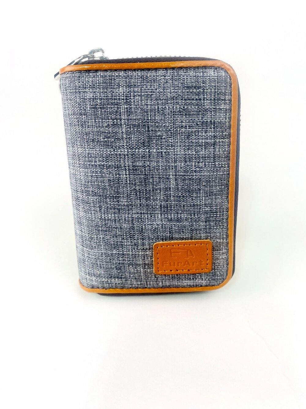 FurArt RFID Credit Business Card Holder Textured Zip Around Closure Many Slots